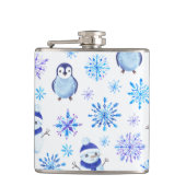 Kerstmis Sneeuwvlokken, sneeuwpoppen en pinguïns Heupfles (Voorkant)