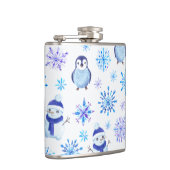 Kerstmis Sneeuwvlokken, sneeuwpoppen en pinguïns Heupfles (Rechts)