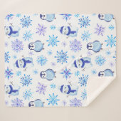 Kerstmis Sneeuwvlokken, sneeuwpoppen en pinguïns Sherpa Deken (Voorkant (horizontaal))