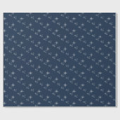 Kerstmis Sneeuwvlokken Winterpatroon Marine Blauw Cadeaupapier (Vlak)