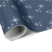 Kerstmis Sneeuwvlokken Winterpatroon Marine Blauw Cadeaupapier (Rol Hoek)