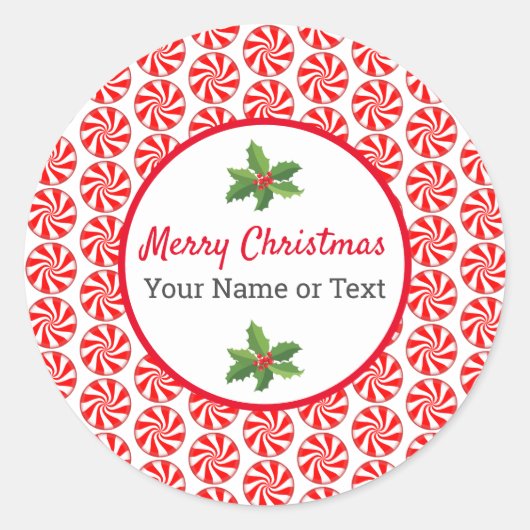 Kerstmis Snoep Peppermint Ronde Sticker (Voorkant)