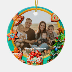 Kerstmis Snoephuisje van Gemberkoek en Nieuwjaar Keramisch Ornament
