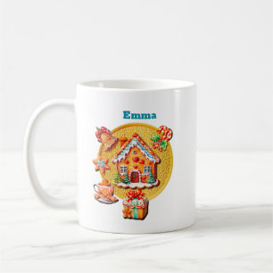 Kerstmis Snoephuisje van Gemberkoek en Nieuwjaar Koffiemok