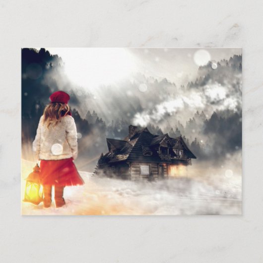 Kerstmis: Snow House Briefkaart (Voorkant)