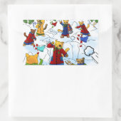 Kerstmis Snowball Fight Cats Rechthoekige Sticker (Tas)
