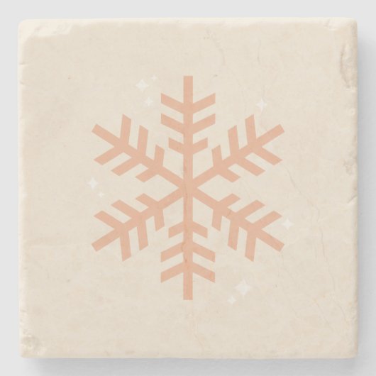 Kerstmis Snowflake Beige Stenen Onderzetter (Voorkant)
