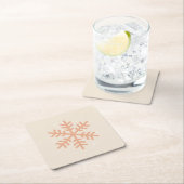 Kerstmis Snowflake Beige Vierkante Kartonnen Onderzetter (Insitu)