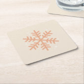 Kerstmis Snowflake Beige Vierkante Kartonnen Onderzetter (Schuin)