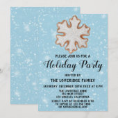 Kerstmis Snowflake Cookie Holiday Blue Snow Kaart (Voorkant / Achterkant)