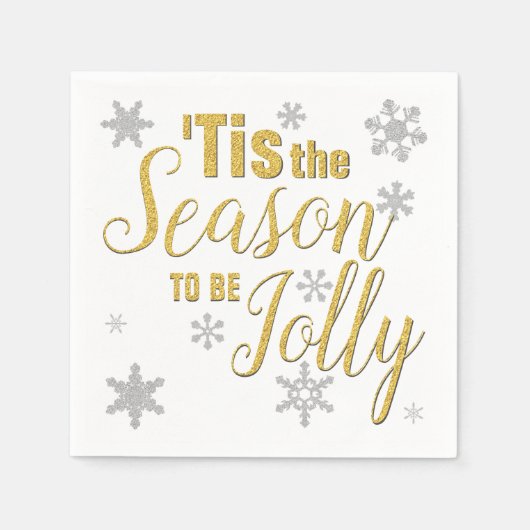 Kerstmis: Snowflake Gold Silver Servet (Voorkant)