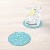 Kerstmis Snowflakes Blue Typography Ronde Kartonnen Onderzetter (Insitu)