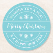 Kerstmis Snowflakes Blue Typography Ronde Kartonnen Onderzetter (Voorkant)