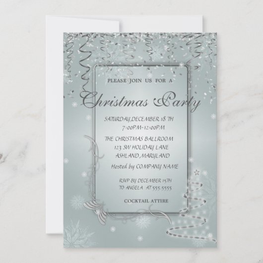 Kerstmis, Snowflakes Corporate Kerstparty Kaart (Voorkant)