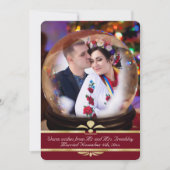 Kerstmis Snowglobe Foto Weddenschap Rood Kaart (Voorkant)