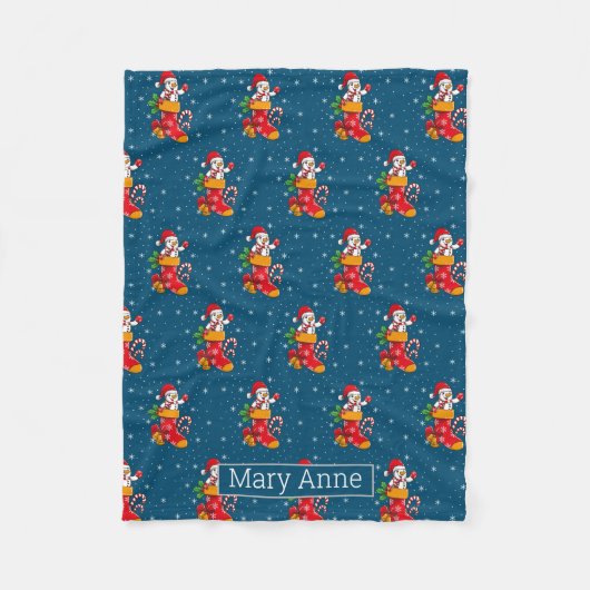 Kerstmis Snowman Candy Cane Patroon Snowflakes Fleece Deken (Voorkant)