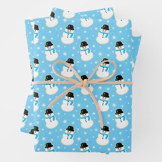 Kerstmis Snowman Cookie Pattern Inpakpapier Vel (In situ)