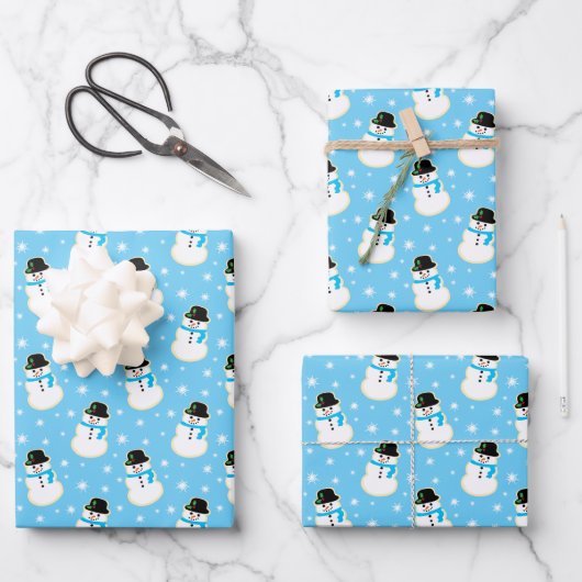 Kerstmis Snowman Cookie Pattern Inpakpapier Vel (Voorkant)