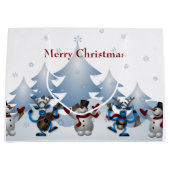Kerstmis Snowman en rendierband Large Cadeautasje (Voorkant)