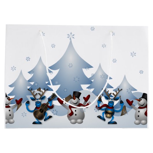 Kerstmis Snowman en rendierband Large Cadeautasje (Achterkant)