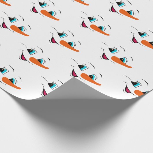 Kerstmis Snowman Face Personalized Cute Holiday Cadeaupapier (Hoek)