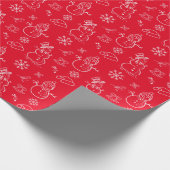 Kerstmis: Snowman Funny Red en White Cadeaupapier (Hoek)