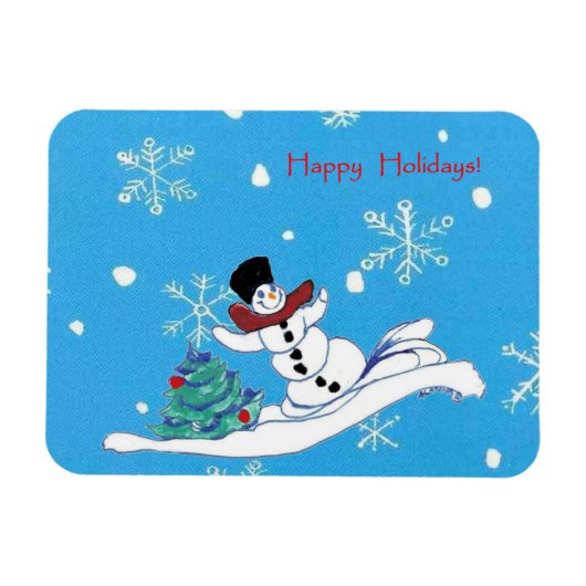 Kerstmis Snowman Holiday Flex Magnet Magneet (Horizontaal)