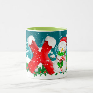 Kerstmis Snowman Initiaal Letter Monogram Mok
