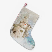 Kerstmis Snowman met Snowflakes Kleine Kerstsok (Voorkant (Hangend))