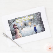 Kerstmis Snowman Rechthoekige Sticker (Envelop)