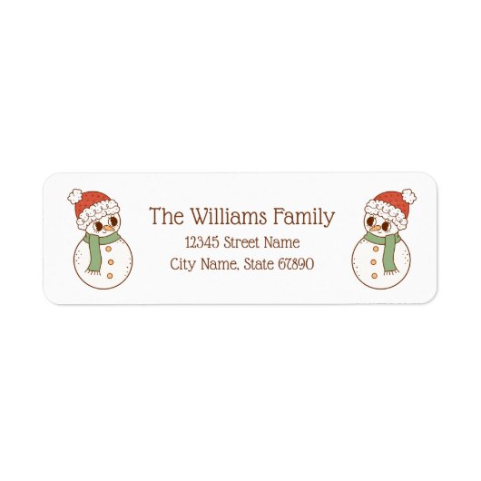 Kerstmis Snowman Return Address Labels (Voorkant)