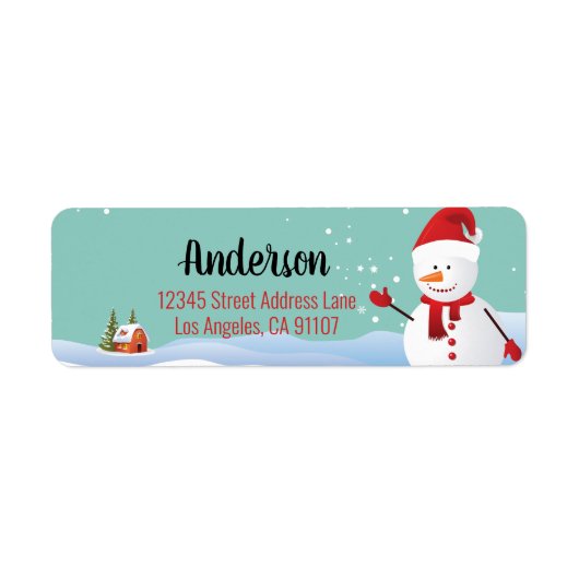 Kerstmis Snowman Return Address Labels (Voorkant)