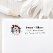 Kerstmis Snowman Return Label (Insitu)