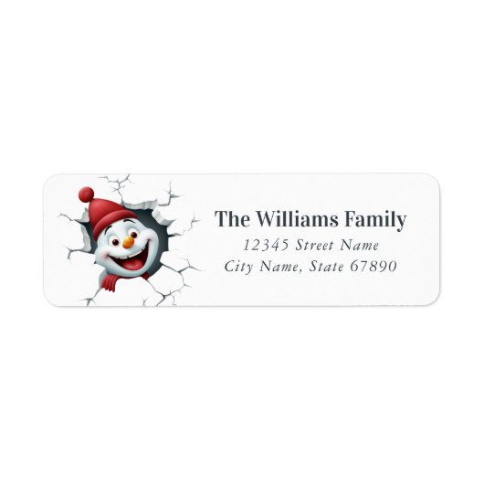 Kerstmis Snowman Return Label (Voorkant)
