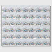 Kerstmis Snowman Santa Claus Noordpool Cadeaupapier (Vlak)