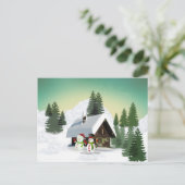 Kerstmis Snowman Scene Feestdagenkaart (Staand voorkant)