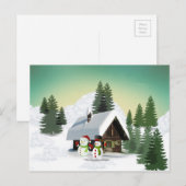Kerstmis Snowman Scene Feestdagenkaart (Voorkant / Achterkant)