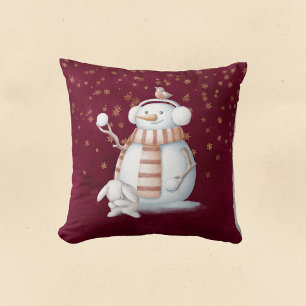 Kerstmis Snowman Snowball Rabbit Waterverf Kussen