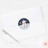 Kerstmis Snowman Snowball Rabbit Waterverf Ronde Sticker (Envelop)