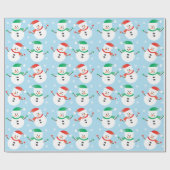 Kerstmis Snowman Snowflake Patroon Cadeaupapier (Vlak)