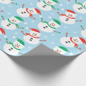 Kerstmis Snowman Snowflake Patroon Cadeaupapier (Hoek)