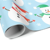 Kerstmis Snowman Snowflake Patroon Cadeaupapier (Rol Hoek)