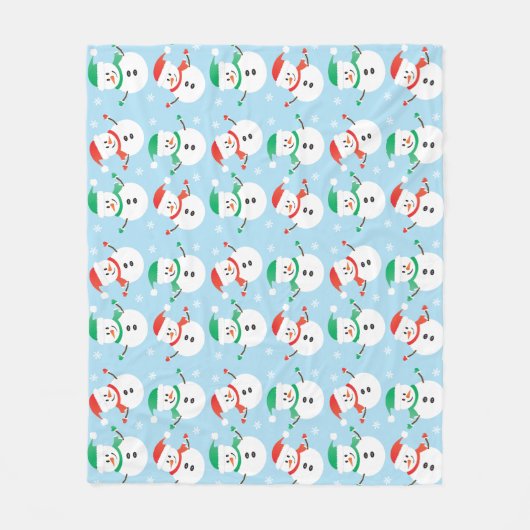 Kerstmis Snowman Snowflake Patroon Fleece Deken (Voorkant)