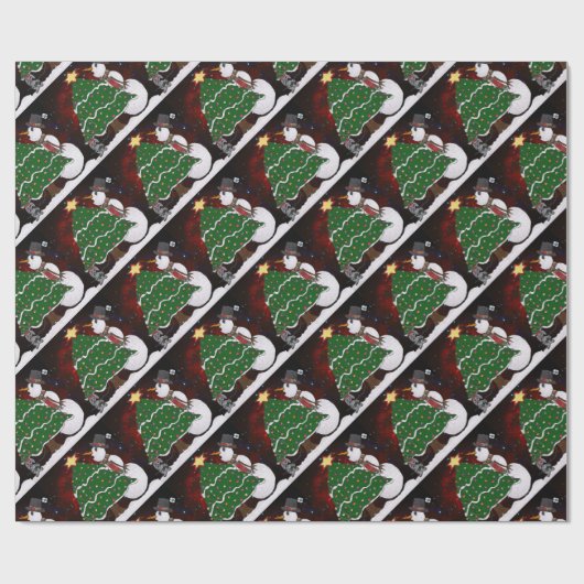 Kerstmis Snowman verrassende Feestdagen Cadeaupapier (Vlak)