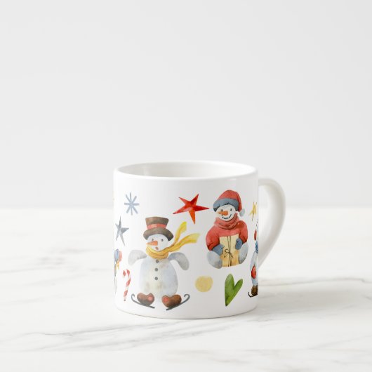 Kerstmis: Snowman Winter Cute Funny Espresso Kop (Voorkant rechts)