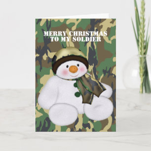 Kerstmis Soldaat Sneeuwman Feestdagen Kaart