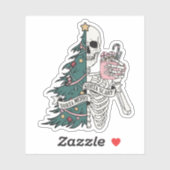 Kerstmis Sorta Scary Sorta Merry Funny Skeleton Sticker (Vel)