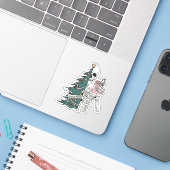 Kerstmis Sorta Scary Sorta Merry Funny Skeleton Sticker (Laptop met iPhone)