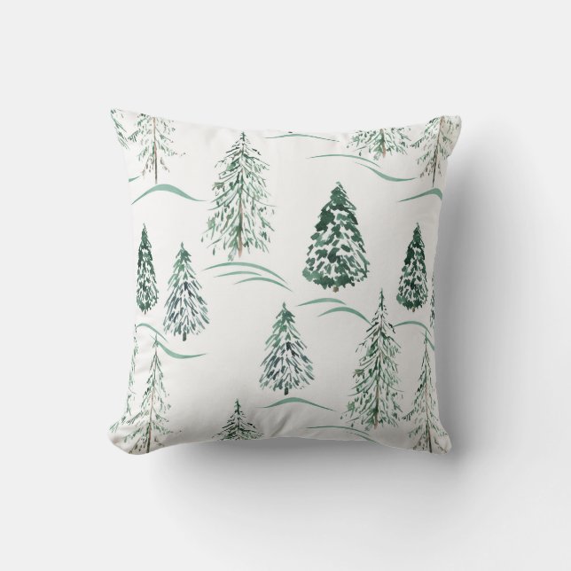 Kerstmis, sparren, kerstboom, bos, sneeuw, kussen (Voorkant)