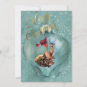 Kerstmis Speciale Rendier Ornament Sneeuw  Feestdagenkaart